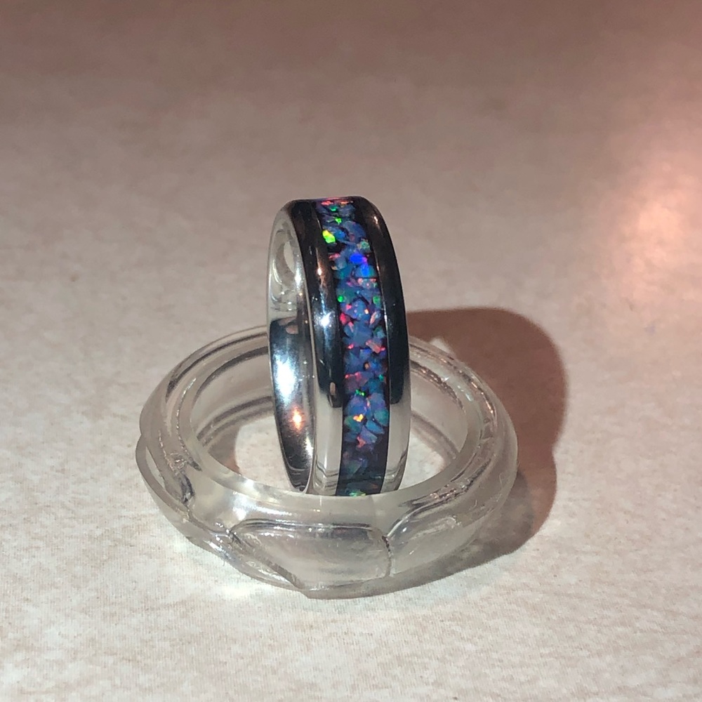 Handcrafted Multi Cornflour Opal Ring - image 6